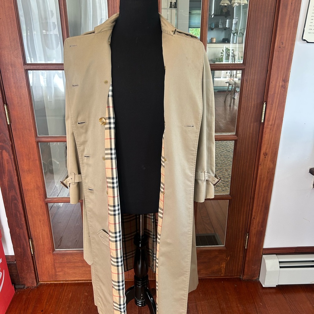 Vintage Burberry Burberrys Trench Coat Classic Double Breasted Woman's 10 Long - Picture 6 of 12